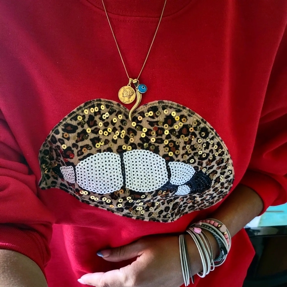 Red leopard lips crewneck - Picture 2 of 3